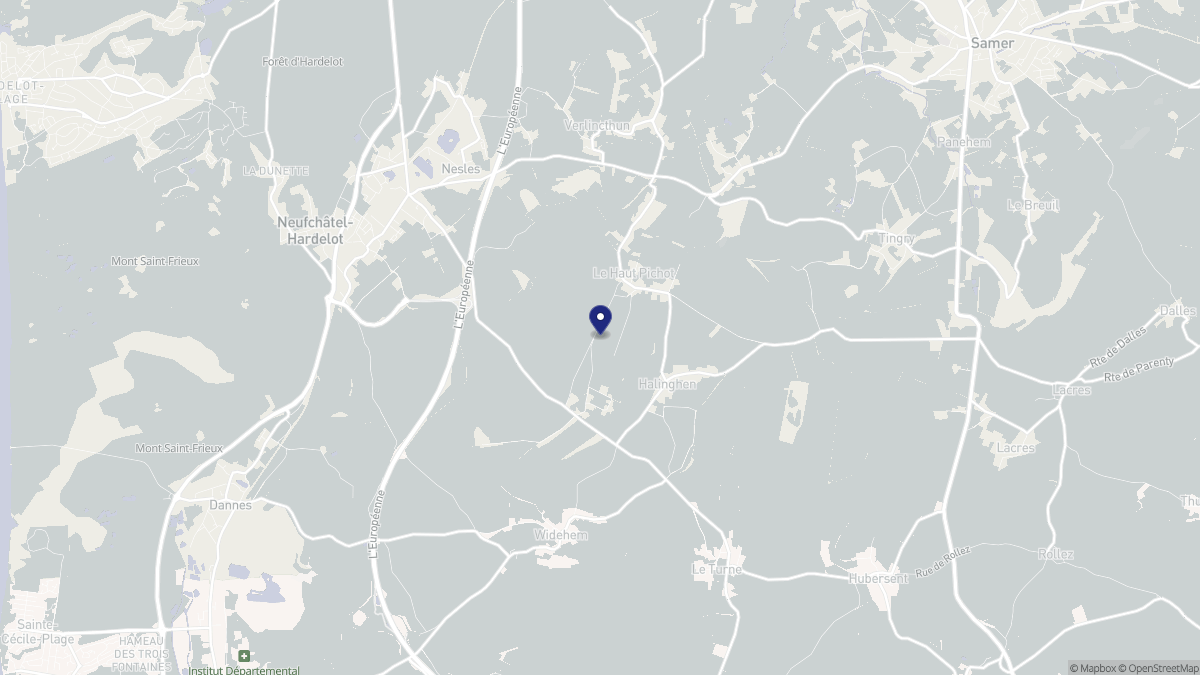 Aperçu cartographique de Halinghen, centré sur la commune