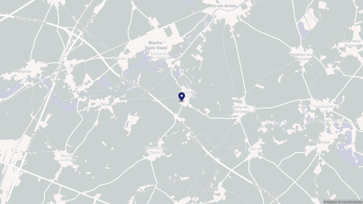 Aperçu cartographique de Hamblain-les-Prés, centré sur la commune