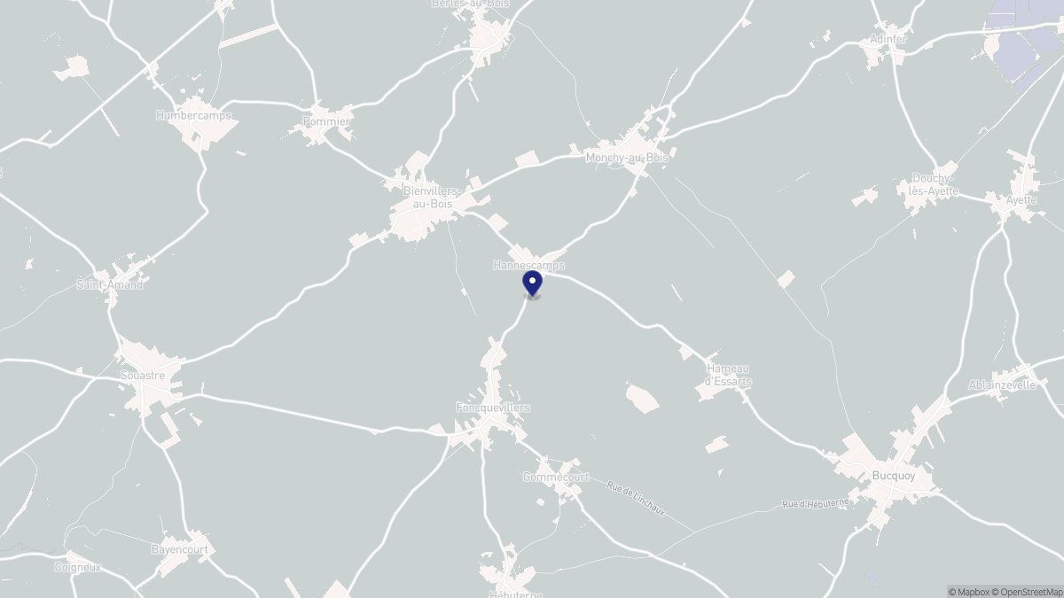 Aperçu cartographique de Hannescamps, centré sur la commune