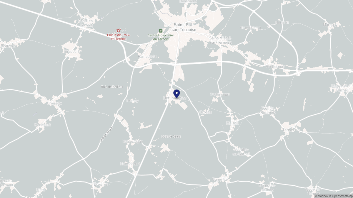 Aperçu cartographique de Herlin-le-Sec, centré sur la commune