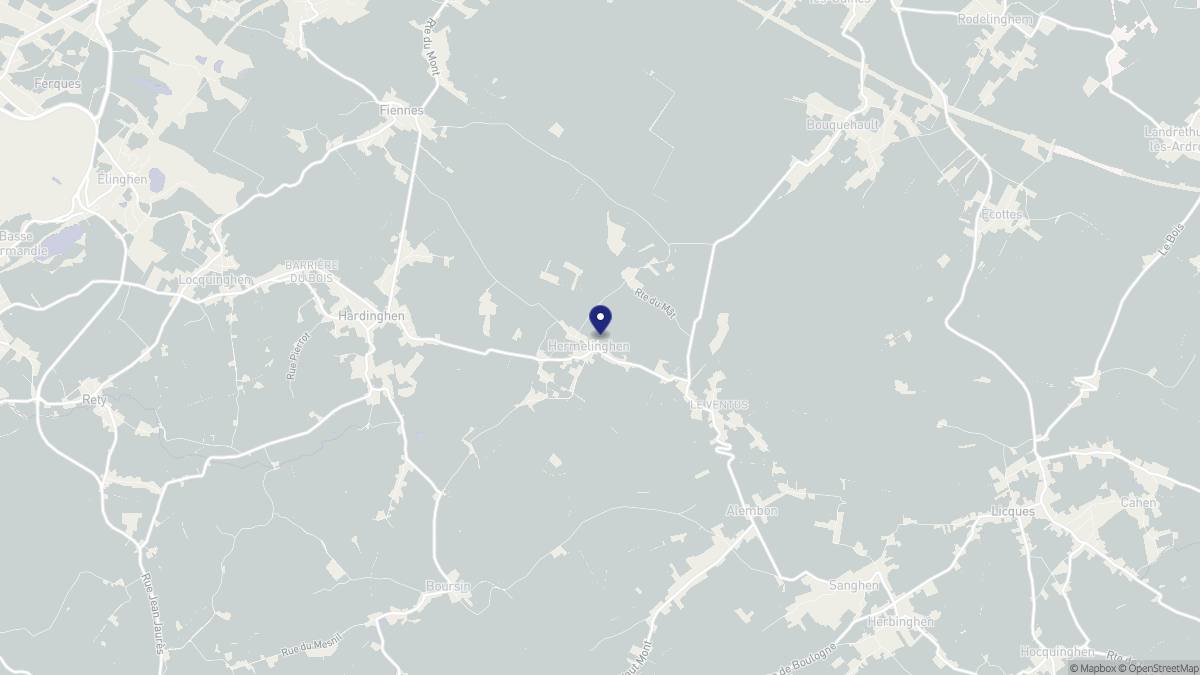 Aperçu cartographique de Hermelinghen, centré sur la commune