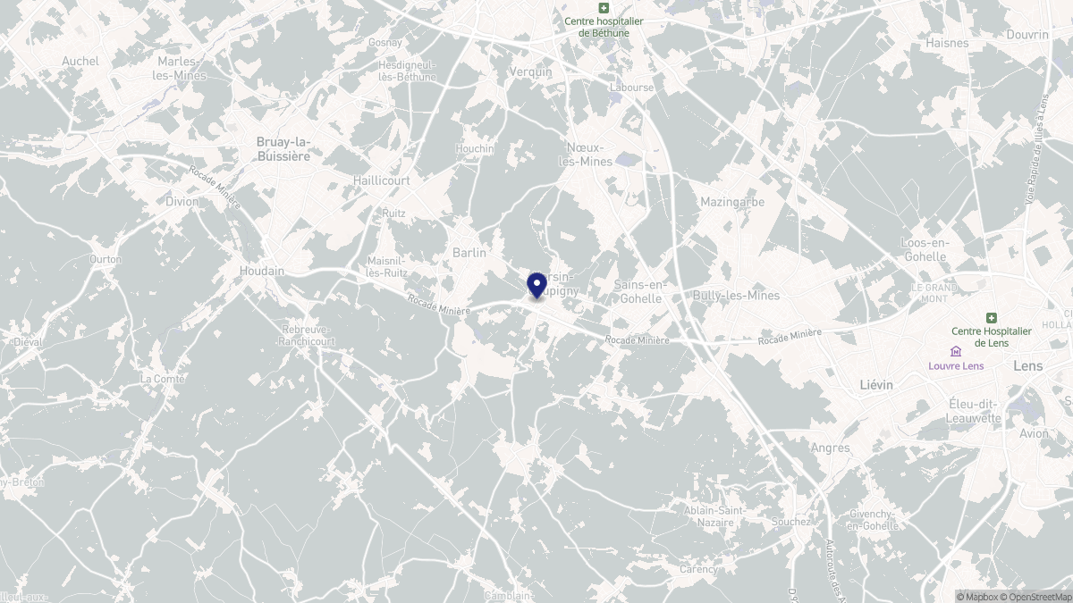Aperçu cartographique de Hersin-Coupigny, centré sur la commune