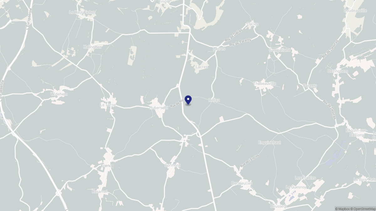 Aperçu cartographique de Hubersent, centré sur la commune