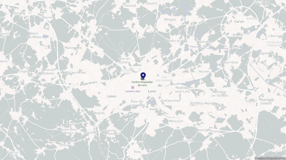 Aperçu cartographique de Lens, centré sur la commune