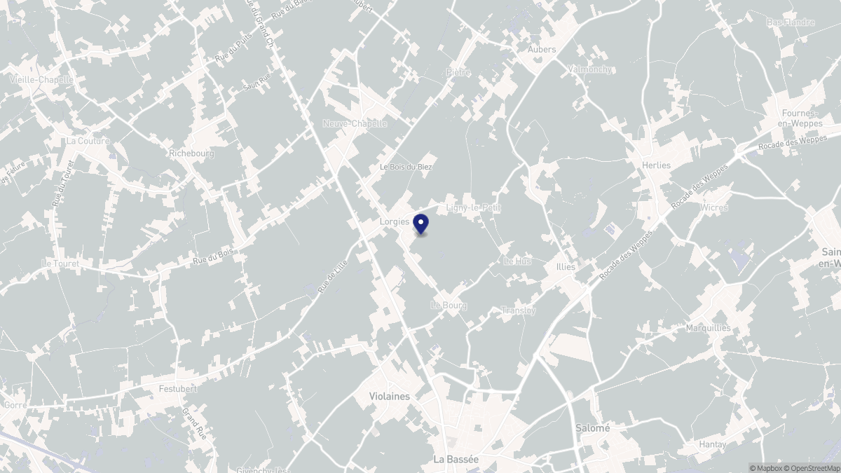 Aperçu cartographique de Lorgies, centré sur la commune