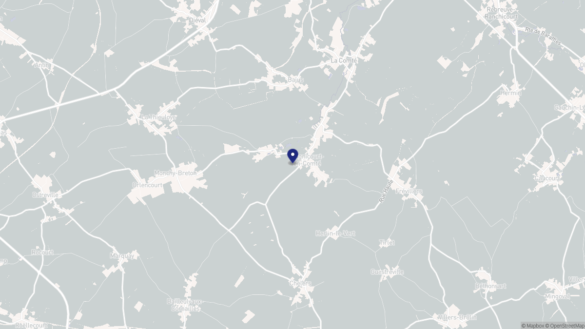 Aperçu cartographique de Magnicourt-en-Comte, centré sur la commune