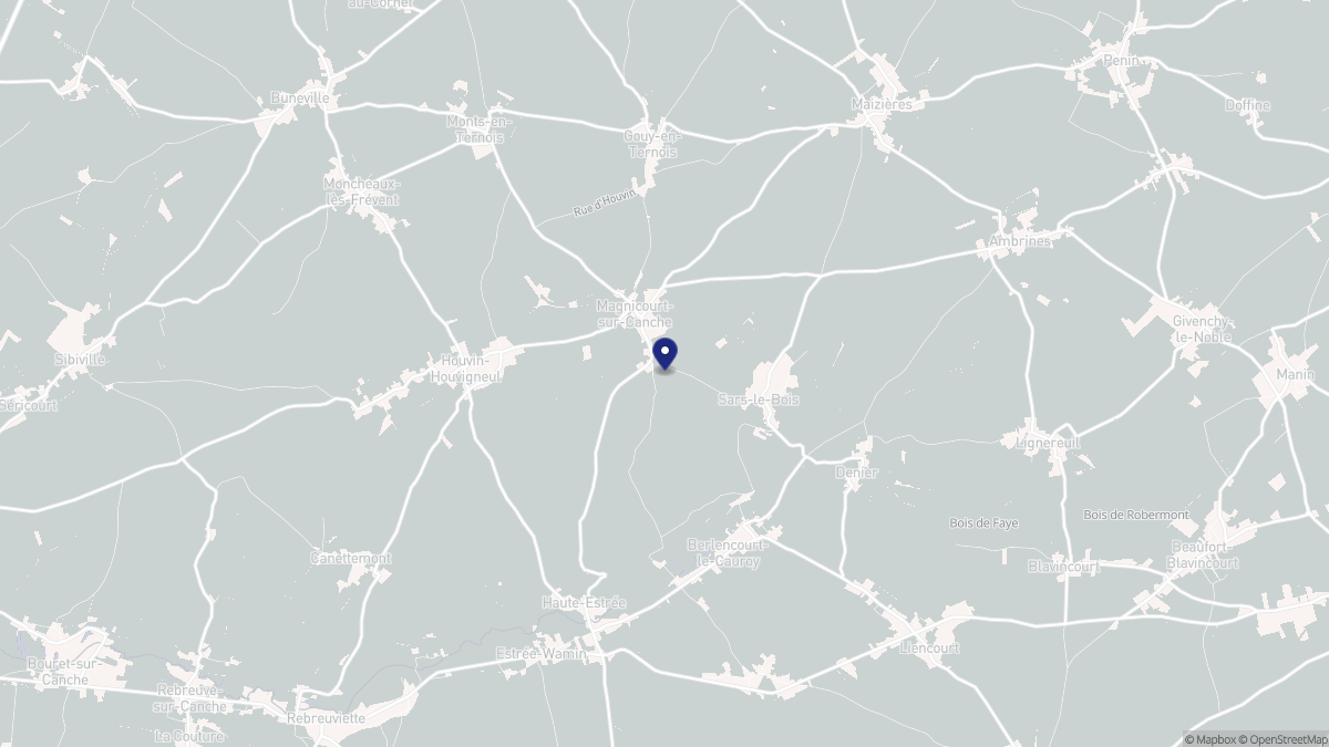 Aperçu cartographique de Magnicourt-sur-Canche, centré sur la commune