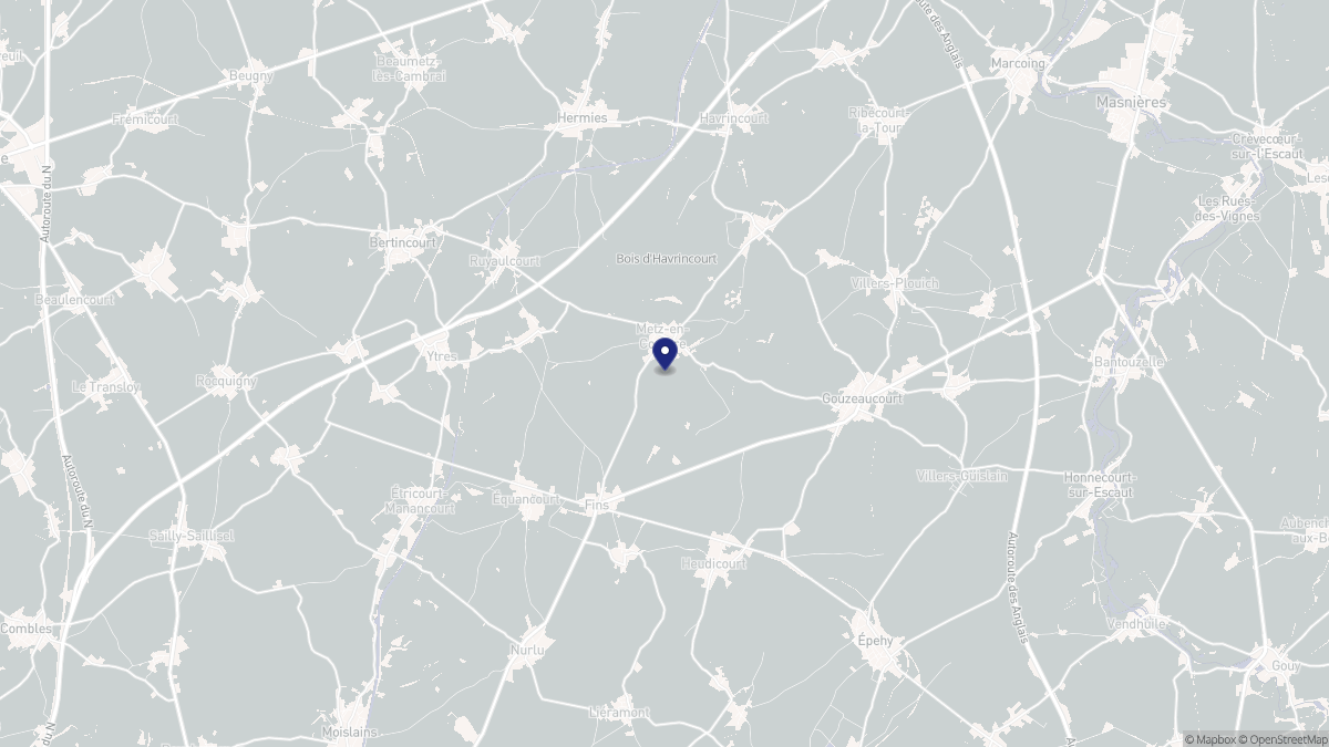 Aperçu cartographique de Metz-en-Couture, centré sur la commune