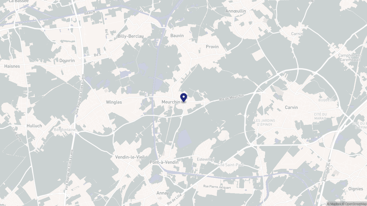 Aperçu cartographique de Meurchin, centré sur la commune