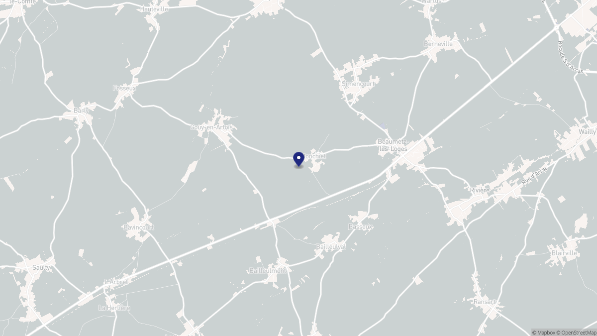 Aperçu cartographique de Monchiet, centré sur la commune