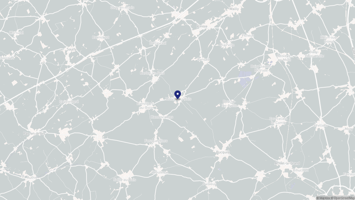 Aperçu cartographique de Monchy-au-Bois, centré sur la commune