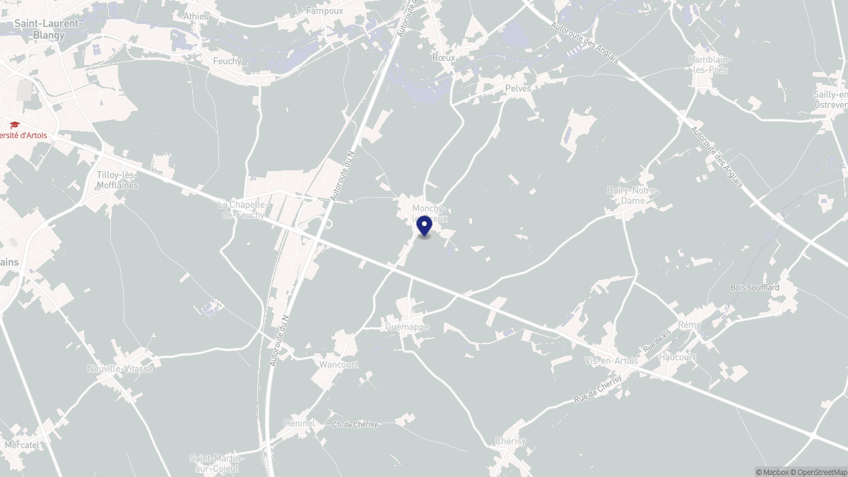 Aperçu cartographique de Monchy-le-Preux, centré sur la commune