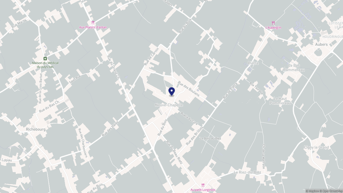 Aperçu cartographique de Neuve-Chapelle, centré sur la commune