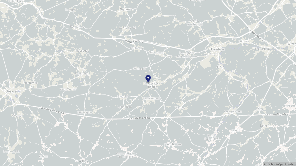 Aperçu cartographique de Nielles-lès-Bléquin, centré sur la commune