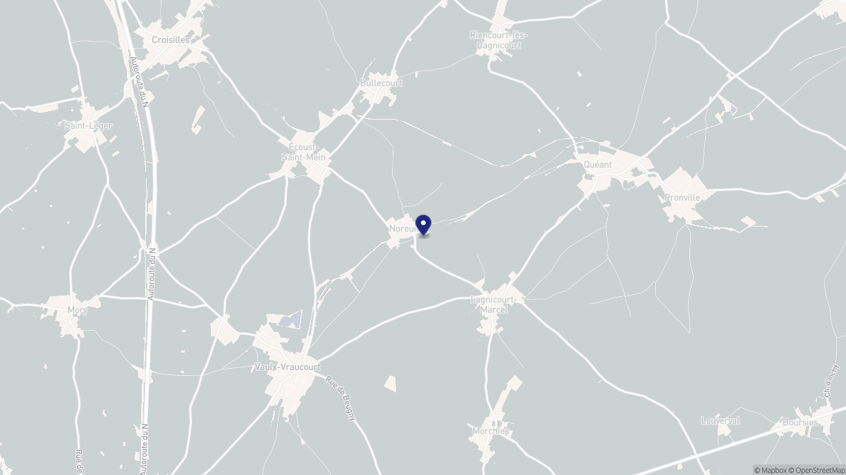 Aperçu cartographique de Noreuil, centré sur la commune