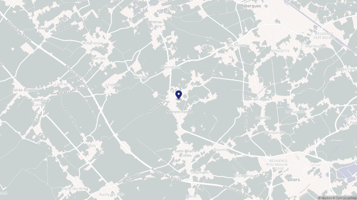 Aperçu cartographique de Norrent-Fontes, centré sur la commune