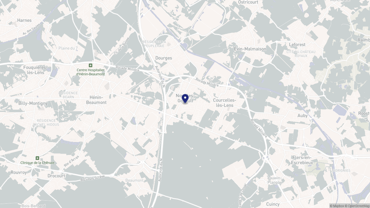 Aperçu cartographique de Noyelles-Godault, centré sur la commune