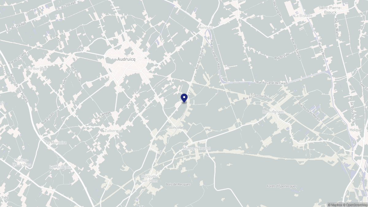 Aperçu cartographique de Polincove, centré sur la commune