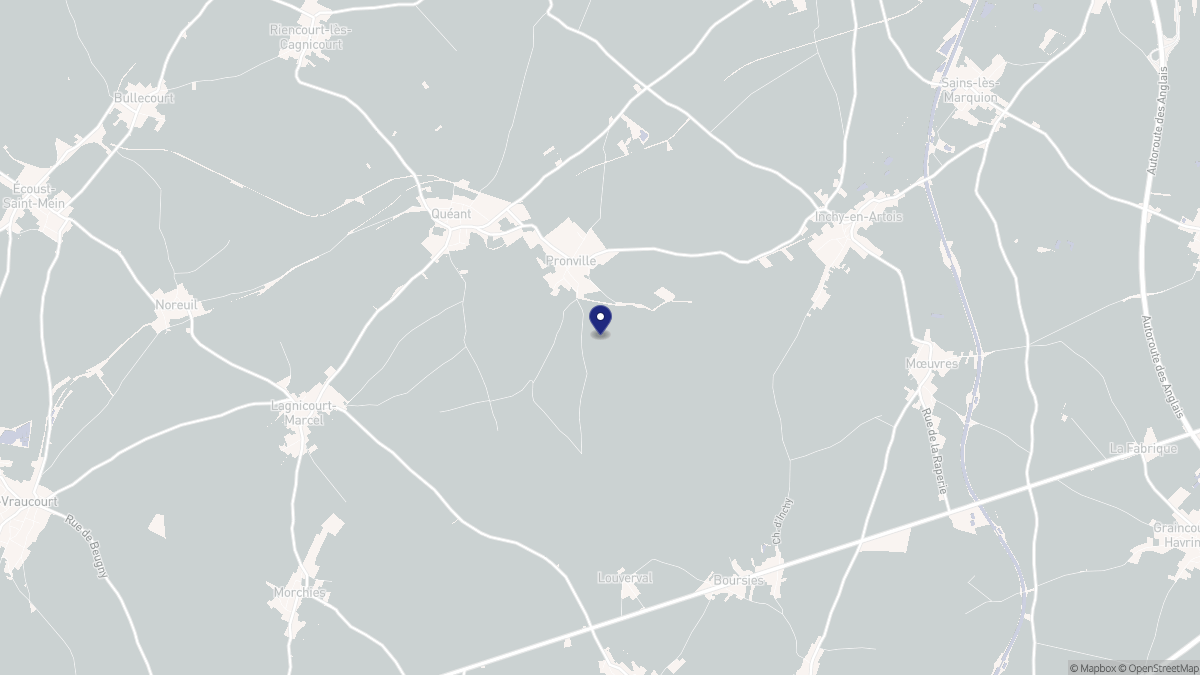 Aperçu cartographique de Pronville-en-Artois, centré sur la commune