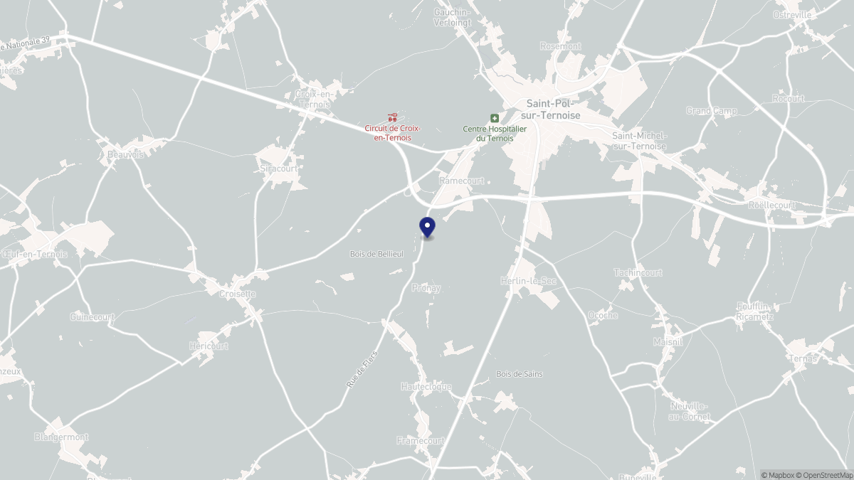 Aperçu cartographique de Ramecourt, centré sur la commune
