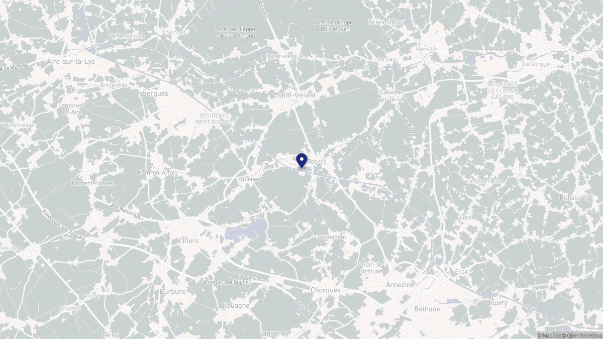 Aperçu cartographique de Robecq, centré sur la commune