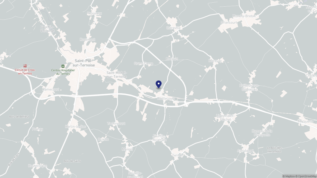 Aperçu cartographique de Roëllecourt, centré sur la commune
