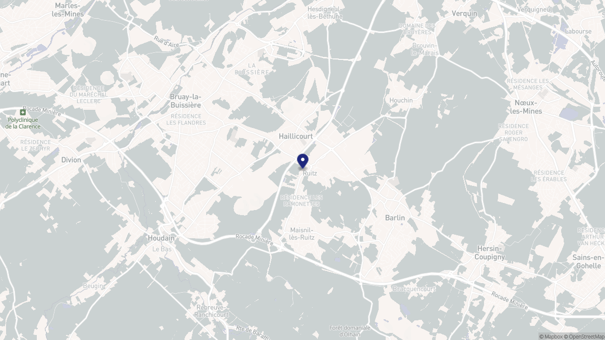 Aperçu cartographique de Ruitz, centré sur la commune