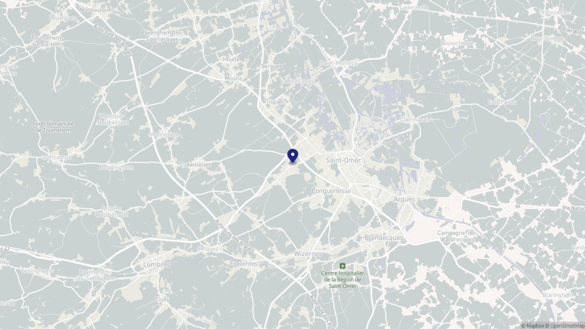 Aperçu cartographique de Saint-Martin-lez-Tatinghem, centré sur la commune