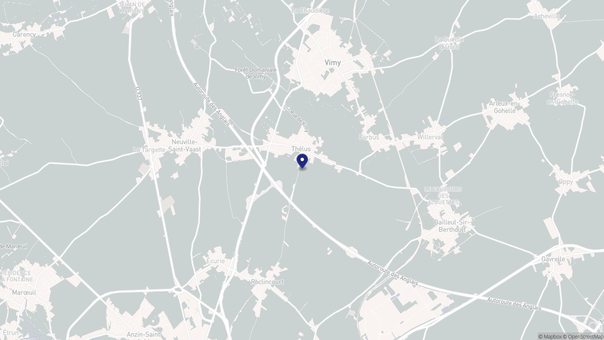 Aperçu cartographique de Thélus, centré sur la commune