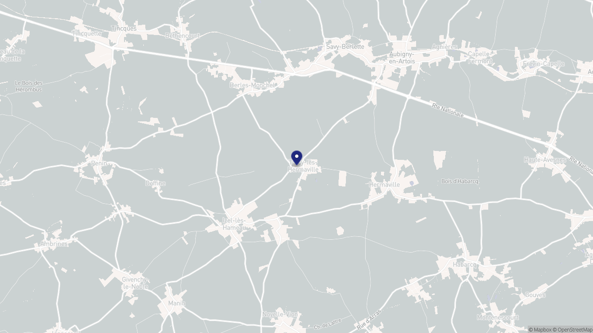 Aperçu cartographique de Tilloy-lès-Hermaville, centré sur la commune