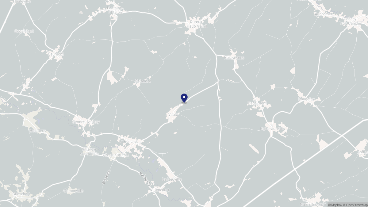 Aperçu cartographique de Vaulx, centré sur la commune