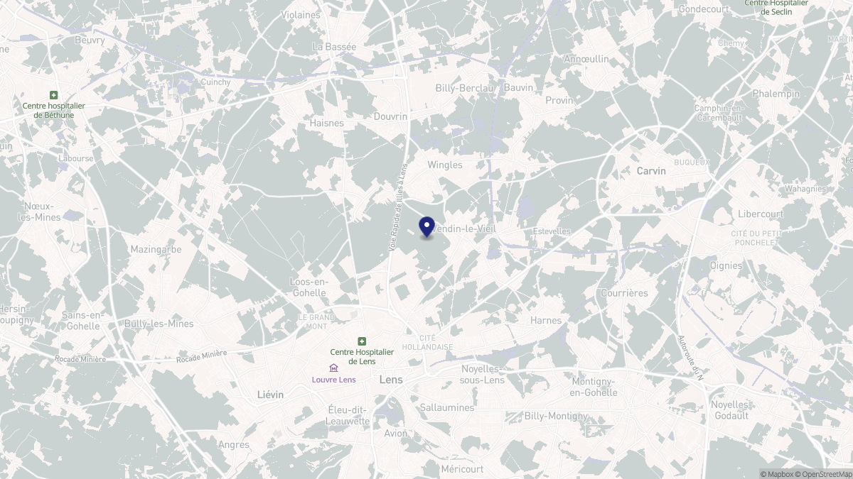 Aperçu cartographique de Vendin-le-Vieil, centré sur la commune
