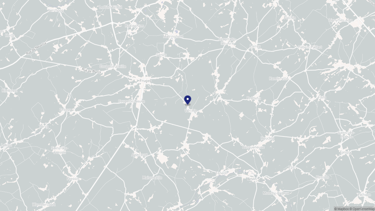 Aperçu cartographique de Verchin, centré sur la commune