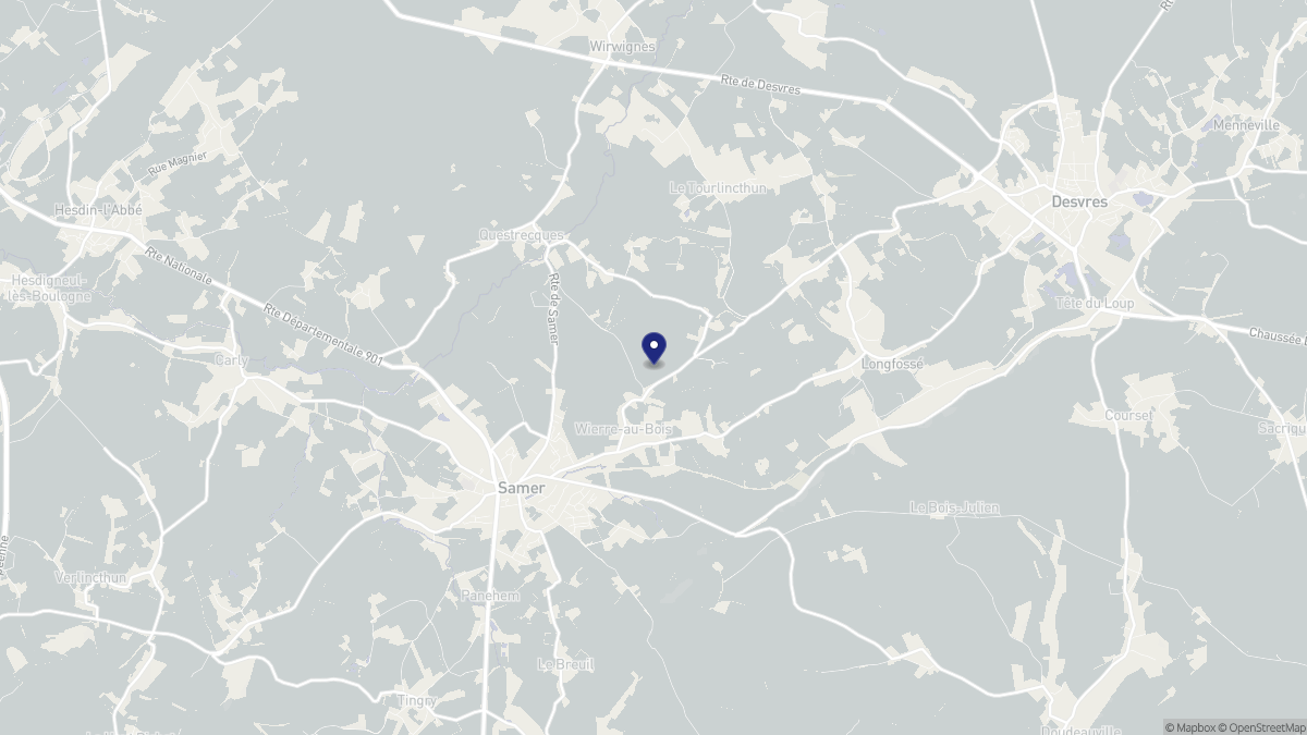 Aperçu cartographique de Wierre-au-Bois, centré sur la commune