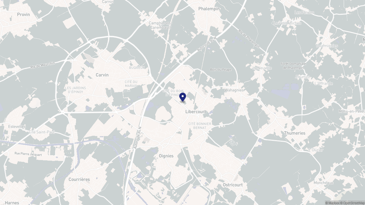 Aperçu cartographique de Libercourt, centré sur la commune