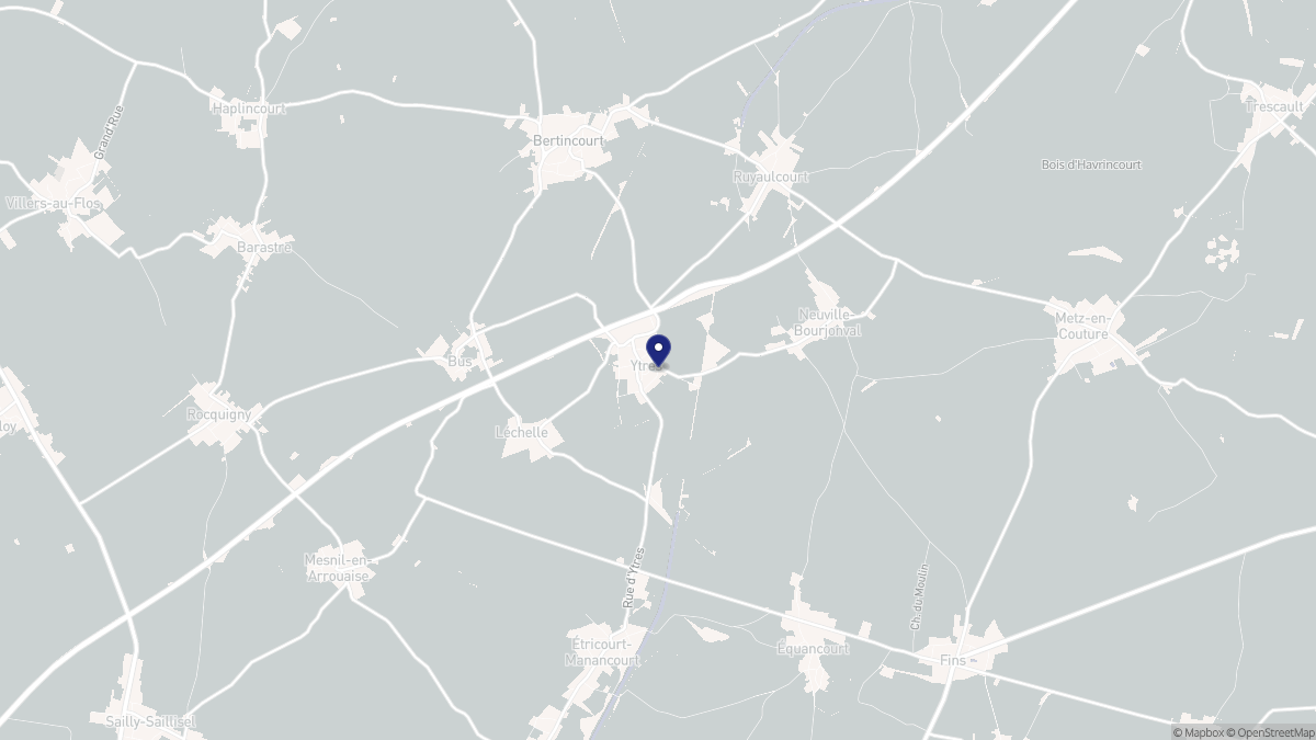 Aperçu cartographique de Ytres, centré sur la commune