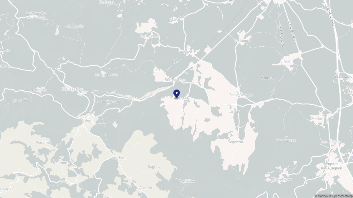 Aperçu cartographique de Augnat, centré sur la commune