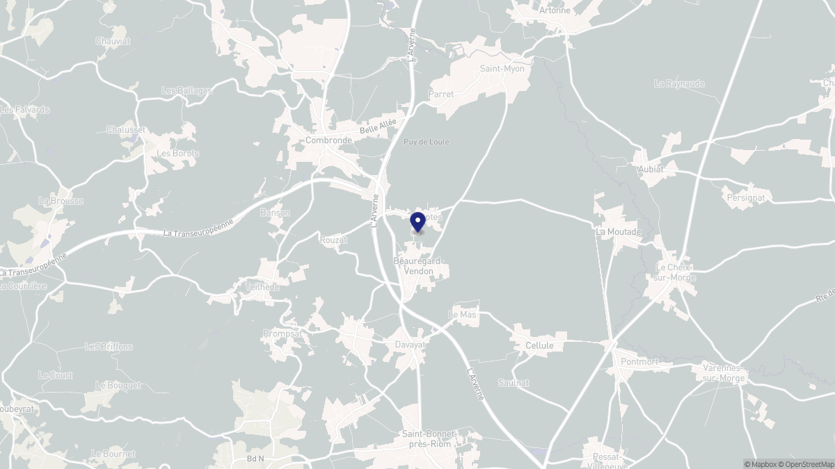 Aperçu cartographique de Beauregard-Vendon, centré sur la commune