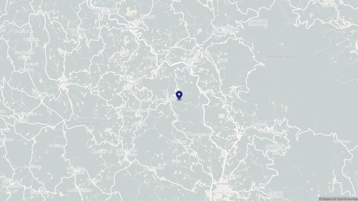 Aperçu cartographique de Bertignat, centré sur la commune