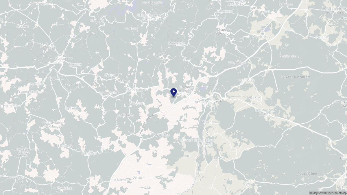 Aperçu cartographique de Bromont-Lamothe, centré sur la commune