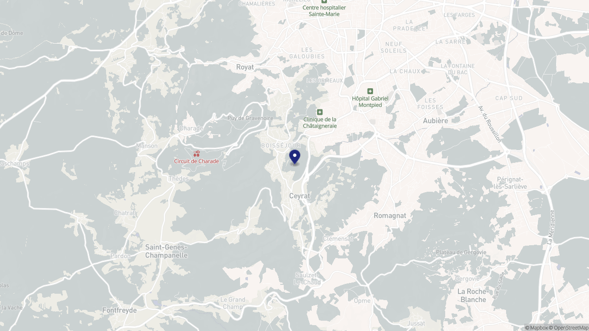 Aperçu cartographique de Ceyrat, centré sur la commune