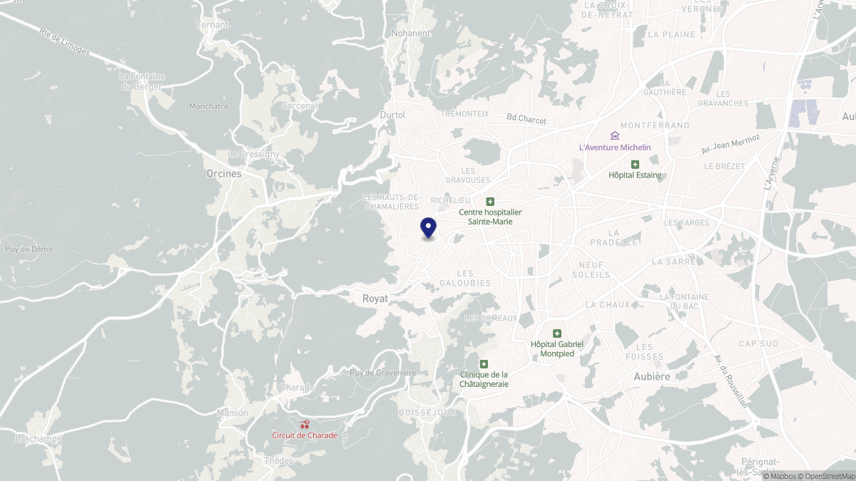 Aperçu cartographique de Chamalières, centré sur la commune