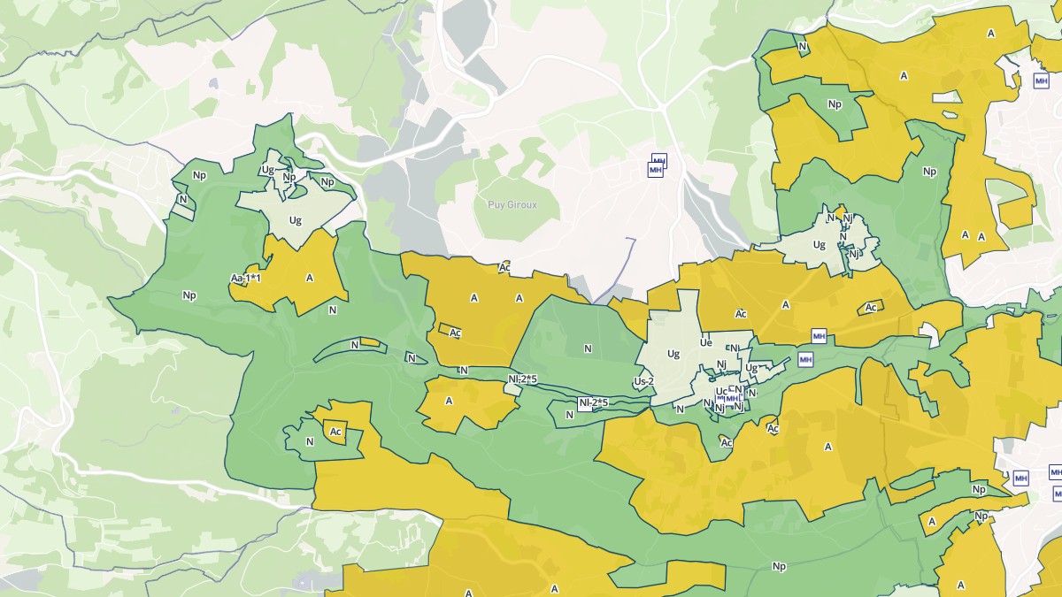 Aperçu cartographique de Chanonat, centré sur la commune