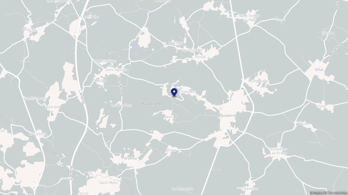 Aperçu cartographique de Chaptuzat, centré sur la commune
