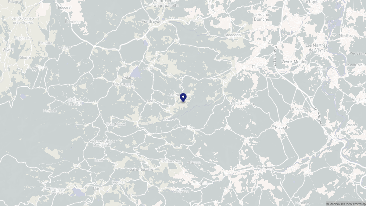 Aperçu cartographique de Cournols, centré sur la commune