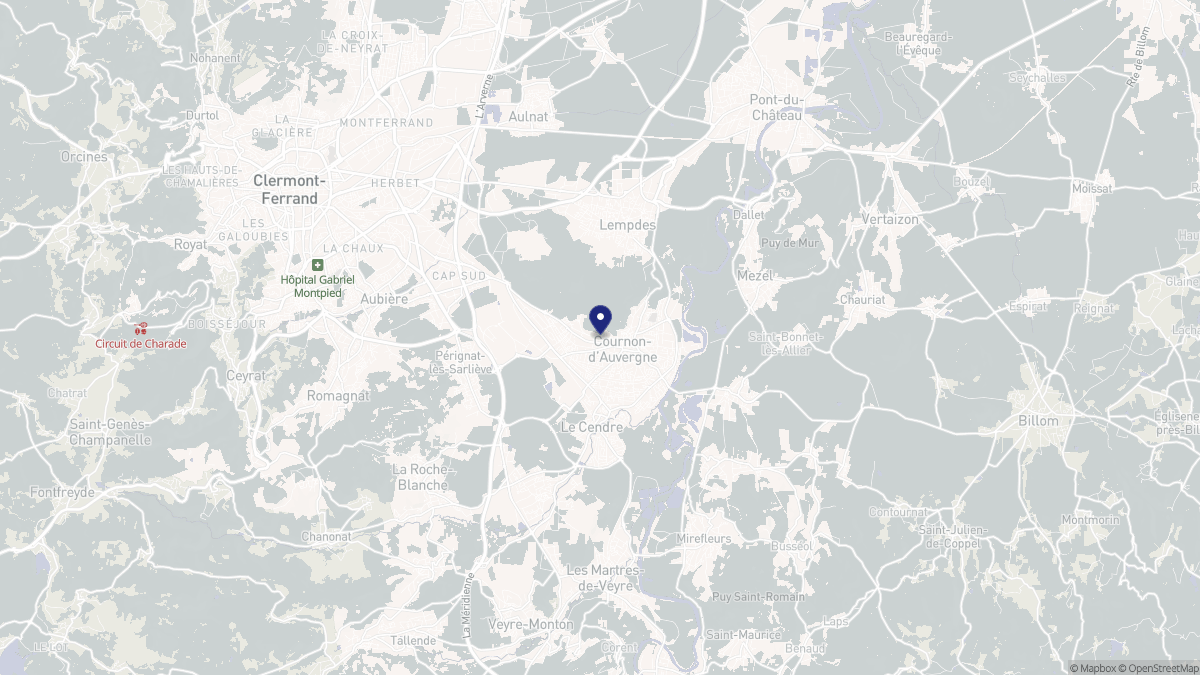 Aperçu cartographique de Cournon-d'Auvergne, centré sur la commune