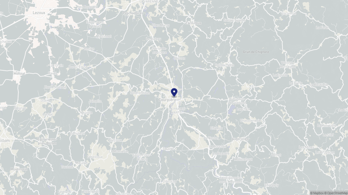 Aperçu cartographique de Courpière, centré sur la commune