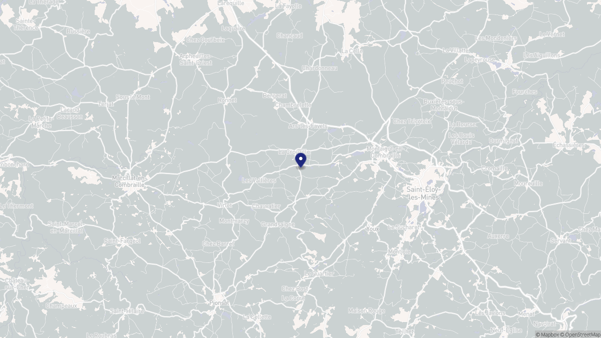Aperçu cartographique de La Crouzille, centré sur la commune