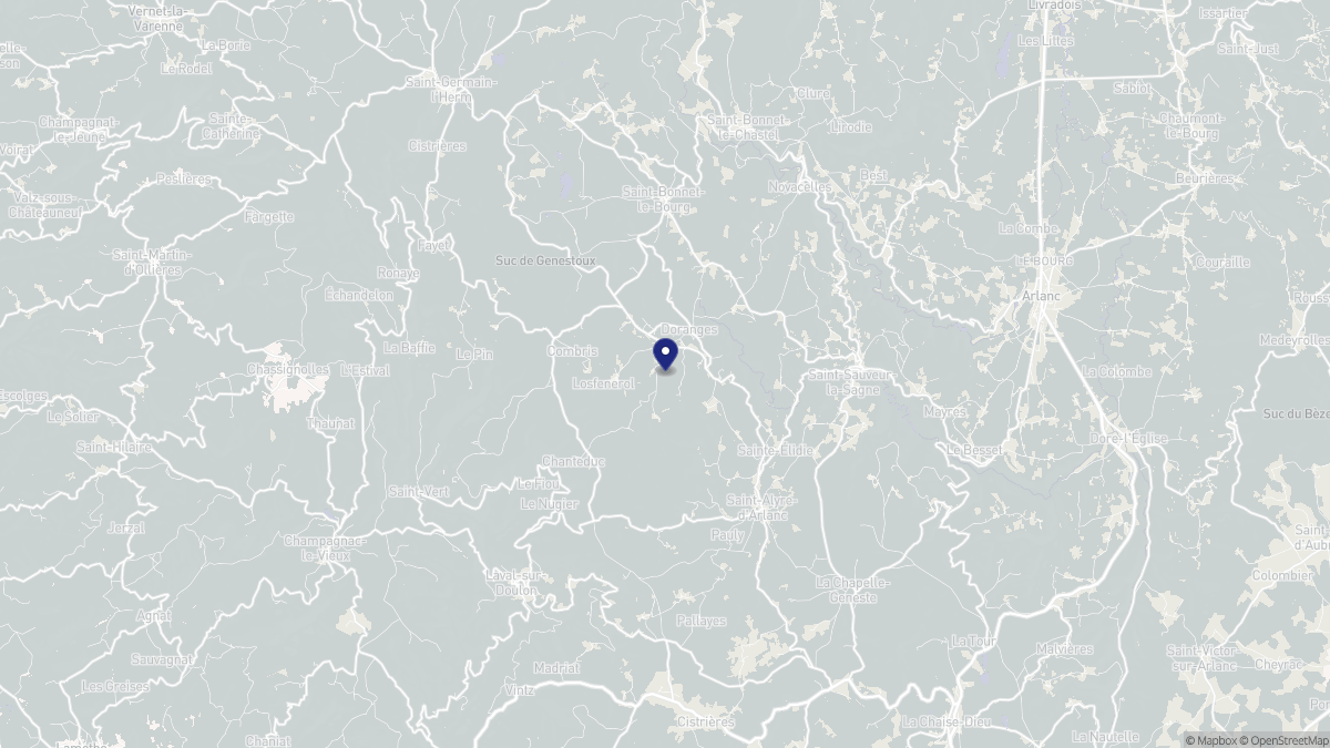 Aperçu cartographique de Doranges, centré sur la commune