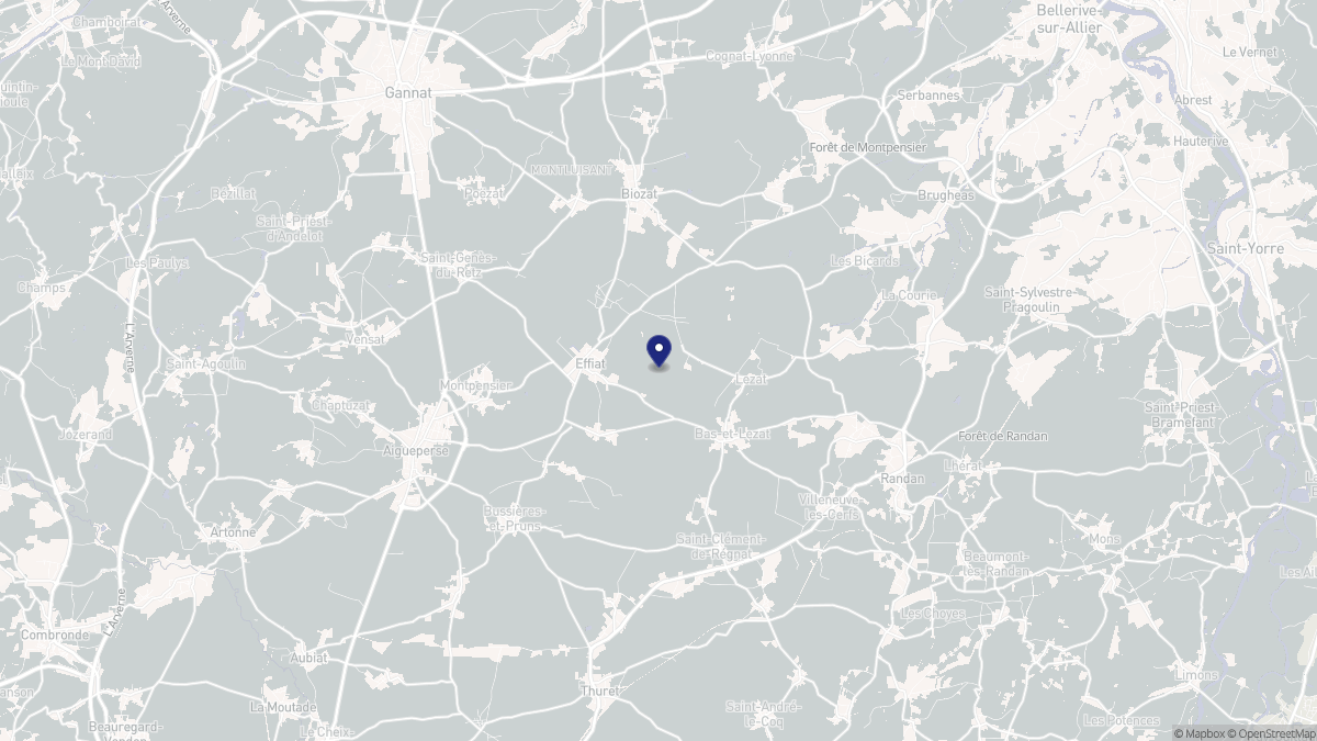 Aperçu cartographique de Effiat, centré sur la commune
